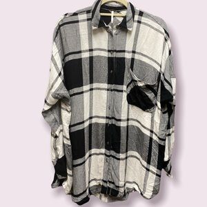 Free People Black and White Plaid Tunic
